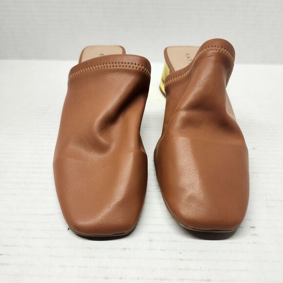 Katy Perry The Clarra Slip-on Mules Smooth Tan Gold Shoes Heels Women's Size 8.5 - Picture 2 of 7